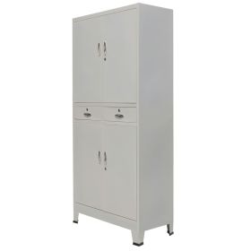 Office Cabinet with 4 Doors Steel 35.4"x15.7"x70.9" Gray