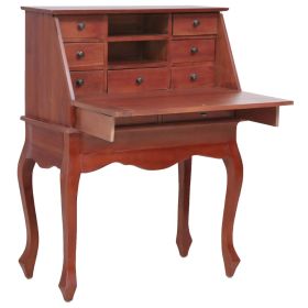 Secretary Desk Brown 30.7"x16.5"x40.6" Solid Mahogany Wood