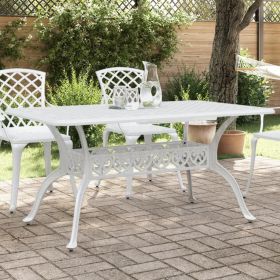 Patio Table White 59.1"x35.4"x28.3" Cast Aluminum