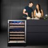 SOTOLA 24" 46 Bottle Wine Cooler Refrigerator Cabinet Beverage Fridge Small Wine Cellar Soda Beer Counter Top Bar Quiet Operation Compressor Freestand