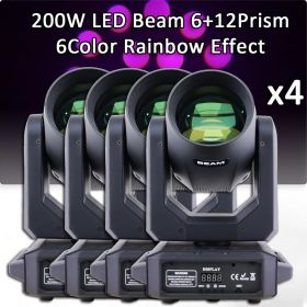 4Pcs/Lot LED Beam Spot 200W Moving Head Light Gobo/6+12Prism With DMX 512 Controller For Projector Dj Disco Stage Lighting