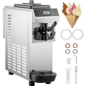 VEVOR Commercial Soft Ice Cream Machine, 13L/H (3.4Gal/H) Ice Cream Machine, Single-Flavor Gelato Machine Commercial w/Pre-Cooling