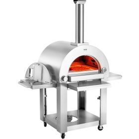 VEVOR 22" Outdoor Pizza Oven Portable Pellet/Gas Oven with Casters for Camping