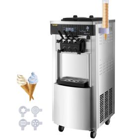 VEVOR Commercial Soft Ice Cream Machine, 2200W Serve Yogurt Maker, 3 Flavors Ice Cream Maker