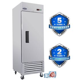 ORIKOOL 27" Commercial Freezer 23 Cu.ft with 1 Solid Door Reach-In Freezers Stainless Steel ETL Approved Upright Freeze Storage