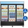 ORIKOOL Glass Door Merchandiser Freezer 70 Cu.ft Swing Door Commercial Reach-In Display Freezers with LED Top Panel Upright Freeze Storage