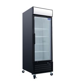 ORIKOOL Glass Door Merchandiser Freezer 19.3 Cu.ft Swing Door Commercial Reach-In Display Freezers with LED Top Panel Upright Freeze Storage