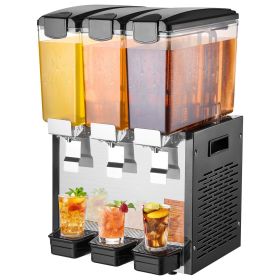 VEVOR Commercial Beverage Dispenser 10L x 3 Tanks Cold Juice Ice Drink Dispenser