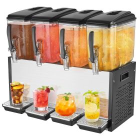 VEVOR Commercial Beverage Dispenser 12L x 4 Tanks Cold Juice Ice Drink Dispenser