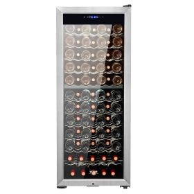 VEVOR 80-Bottle Wine Cooler Dual Zone Freestanding Refrigerator LED Light Lock