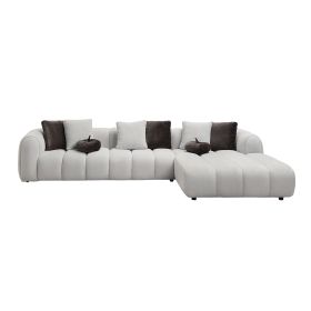 ACME Manilla Sectional Sofa w/8 Pillows, Ivory White Linen LV04320