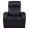 Black Upholstered Recliner with Cup Holder