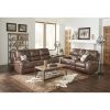 Achern Brown Leather-Air Nailhead Manual Reclining 3-Piece Sofa Set