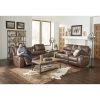 Achern Brown Leather-Air Nailhead Manual Reclining 3-Piece Sofa Set