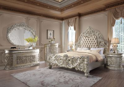 ACME Sorina EK BED Pu & Antique Gold Finish BD01241EK