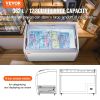 VEVOR Commercial Ice Cream Display Case, 12.8 Cu.ft Chest Freezer, Mobile Glass Top Deep Freezer