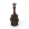 37.25" High Elaine Sapos Fountain, Rustic Multi-Brown, Hand Crafted Resistant Floor Fountain with Light