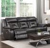 2pc Power Reclining Sofa Set Modern Design Living Room Furniture Sofa and Loveseat with Center Console Dark Gray Breathable Faux Leather Upholstery US