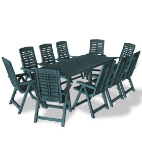 11 Piece Patio Dining Set Plastic Green