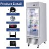 27"W Commercial Refrigerator Single Glass Door Stainless Steel Display Refrigerator 18.68 Cu.ft. Reach-in Merchandising Refrigerator Upright Fan Cooli