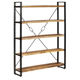 5-Tier Bookcase Solid Mango Wood and Steel 55.1"x11.8"x70.9"