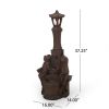 37.25" High Elaine Sapos Fountain, Rustic Multi-Brown, Hand Crafted Resistant Floor Fountain with Light