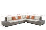 ACME Salena Patio Sectional & Cocktail Table in Beige Fabric & Gray Wicker 45020