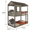 Rustic Grey Twin Over Twin Bunk Bed with Built-in Ladder