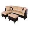 Beige and Brown Color Lint And PVC 3-Piece Couch Living Room Sofa Set A