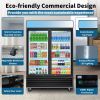 ORIKOOL Glass Door Merchandiser Refrigerator 44.7 Cu.ft Swing Door Commercial Display Refrigerators Merchandising Refrigeration with LED Top Panel