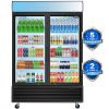 ORIKOOL Glass Door Merchandiser Refrigerator 44.7 Cu.ft Swing Door Commercial Display Refrigerators Merchandising Refrigeration with LED Top Panel