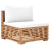 12 Piece Patio Lounge Set with Cream Cushion Solid Teak Wood