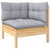 13 Piece Patio Lounge Set with Gray Cushions Pinewood