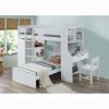 White Twin Loft Bed with Desk and Wardrobe