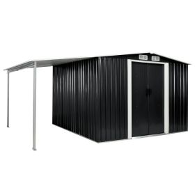 Garden Shed with Sliding Doors Anthracite 152"x102"x70.1" Steel