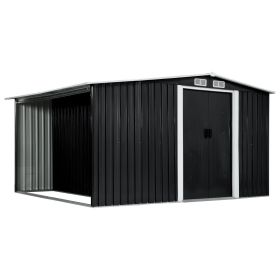 Garden Shed with Sliding Doors Anthracite 129.7"x102"x70.1" Steel