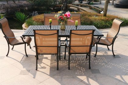 Rectangular 6 - Person 85.83" Long Aluminum Dining Set