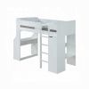 White Twin Loft Bed with Desk and Wardrobe