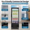 ORIKOOL Glass Door Merchandiser Freezer 19.3 Cu.ft Swing Door Commercial Reach-In Display Freezers with LED Top Panel Upright Freeze Storage