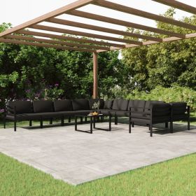 11 Piece Patio Lounge Set with Cushions Aluminum Anthracite