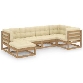 6 Piece Patio Lounge Set with Cushions Solid Pinewood