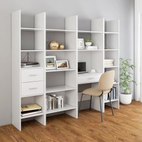 4 Piece Book Cabinet Set White Engineered Wood