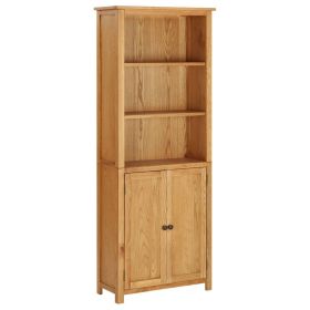 Bookcase with 2 Doors 35.4"x11.8"x78.7" Solid Oak Wood