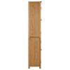 Bookcase with 4 Doors 35.4"x13.8"x78.7" Solid Oak Wood and Glass