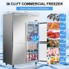 4-Door Upright Freezer with 8 Adjustable Shelves, 48" Wide Stainless Steel Reach-in, Temperature Control -1��F ~ 8��F