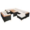 10 Piece Patio Lounge Set with Cushions Poly Rattan Black