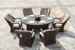 Direct Wicker Patio Wicker 7 Piece Oval Dining Set-Gray