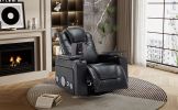 270 Degree Swivel PU Leather Power Recliner Individual Seat Home Theater Recliner with Surround Sound, Cup Holder, Removable Tray Table