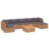 8 Piece Patio Lounge Set with Dark Gray Cushion Solid Teak Wood