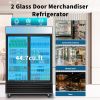 ORIKOOL Glass Door Merchandiser Refrigerator 44.7 Cu.ft Swing Door Commercial Display Refrigerators Merchandising Refrigeration with LED Top Panel